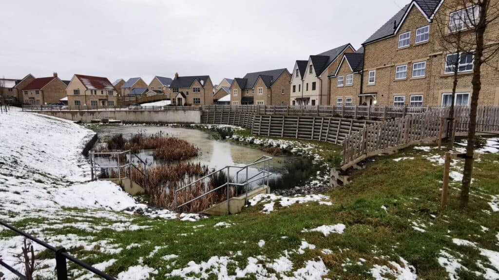 Turtle Productions new epdm attenuation lagoon for Redcliffe Homes Corsham