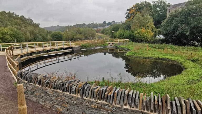 Completed estate lake lined with EPDM rubber